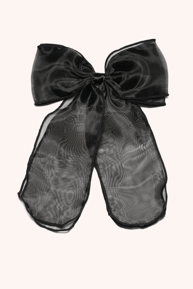 Sheer Satin Bow Black