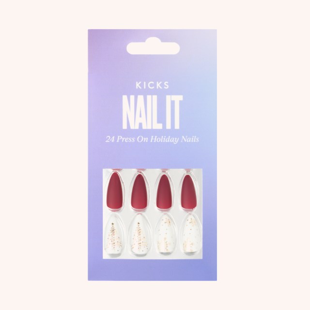 Press On Nails Xmas White/Red