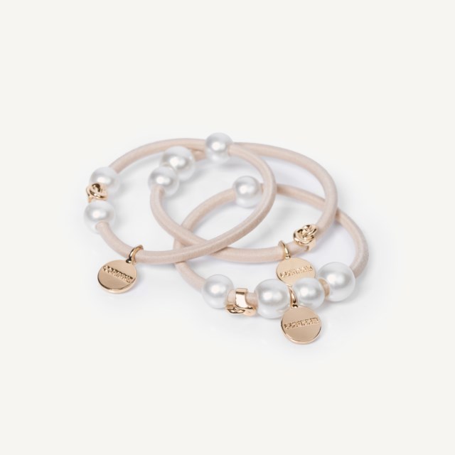 Hair Tie Pearls "Vintage" 3-Pack Off-White / Cream