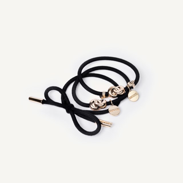 Hair Tie Metal Details 3-Pack Black