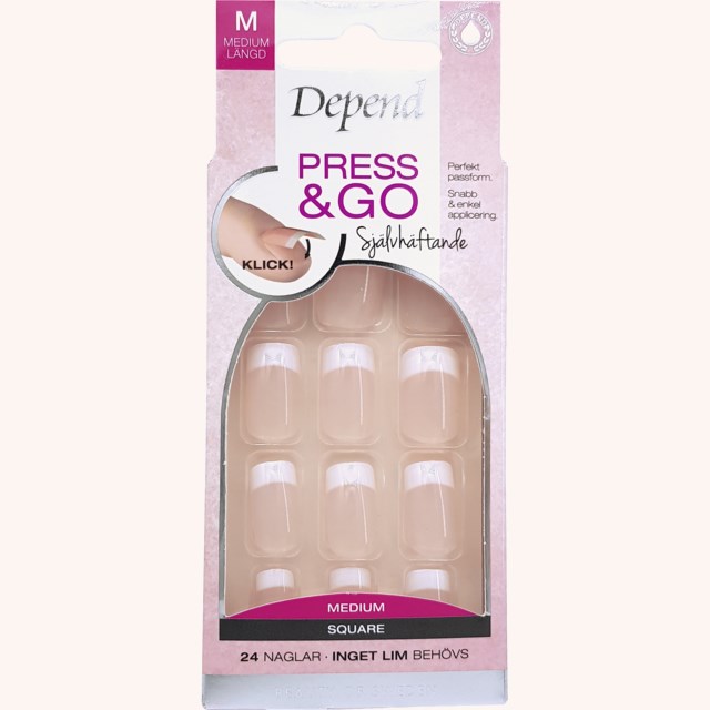 Press & Go French Look Medium Square Pink